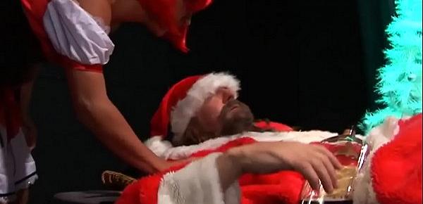  Eve fucks a bum disguised as a drunk Santa Claus